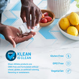 Klean Athlete etiqueta con lista de ingredientes y beneficios claros