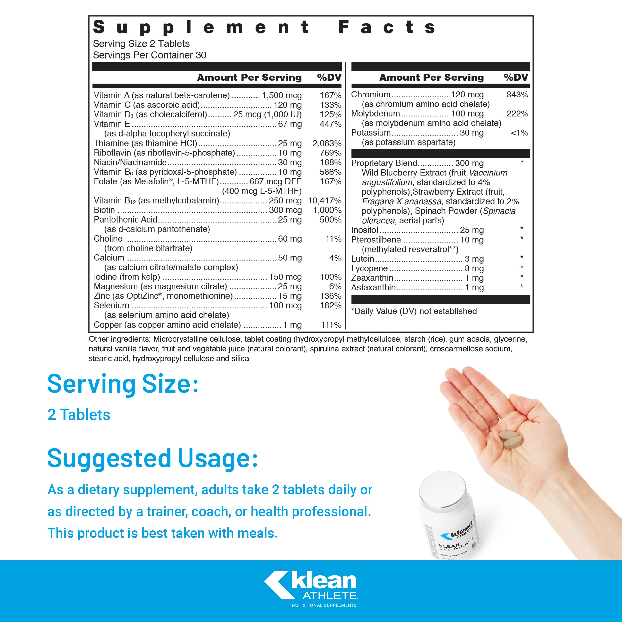 Klean Athlete primer plano de tabletas y textura, muestra calidad