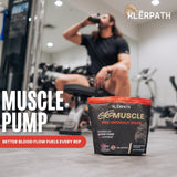 Klerpath etiqueta de ingredientes GrōMuscle mostrando creatina y BCAA 2:1:1