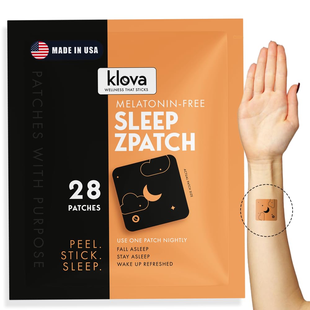 Klova embalaje frontal mostrando 28 parches y beneficio conveniencia nocturna