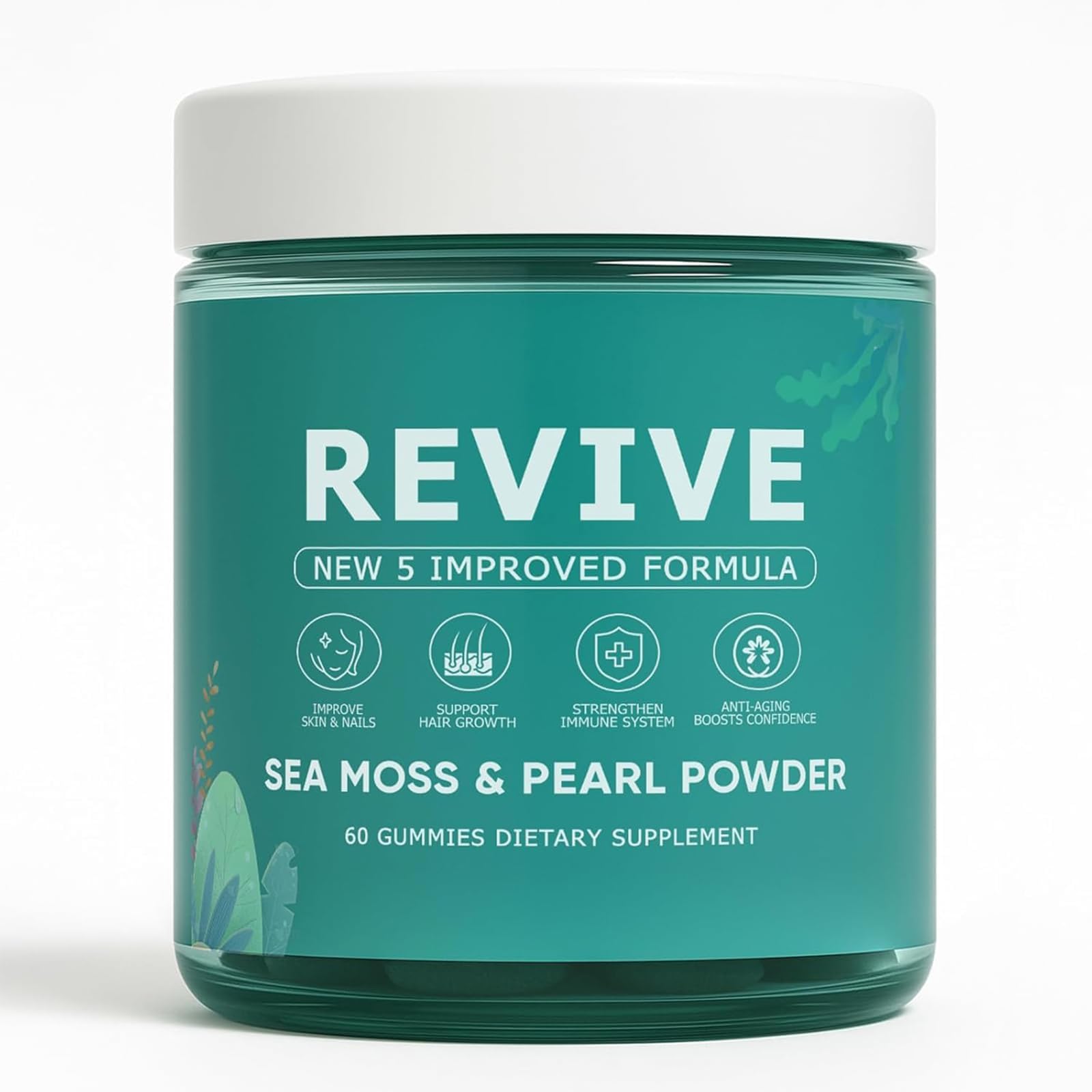 KLUNIZ frasco frontal de Revive Hair Gummies mostrando diseño y cantidad
