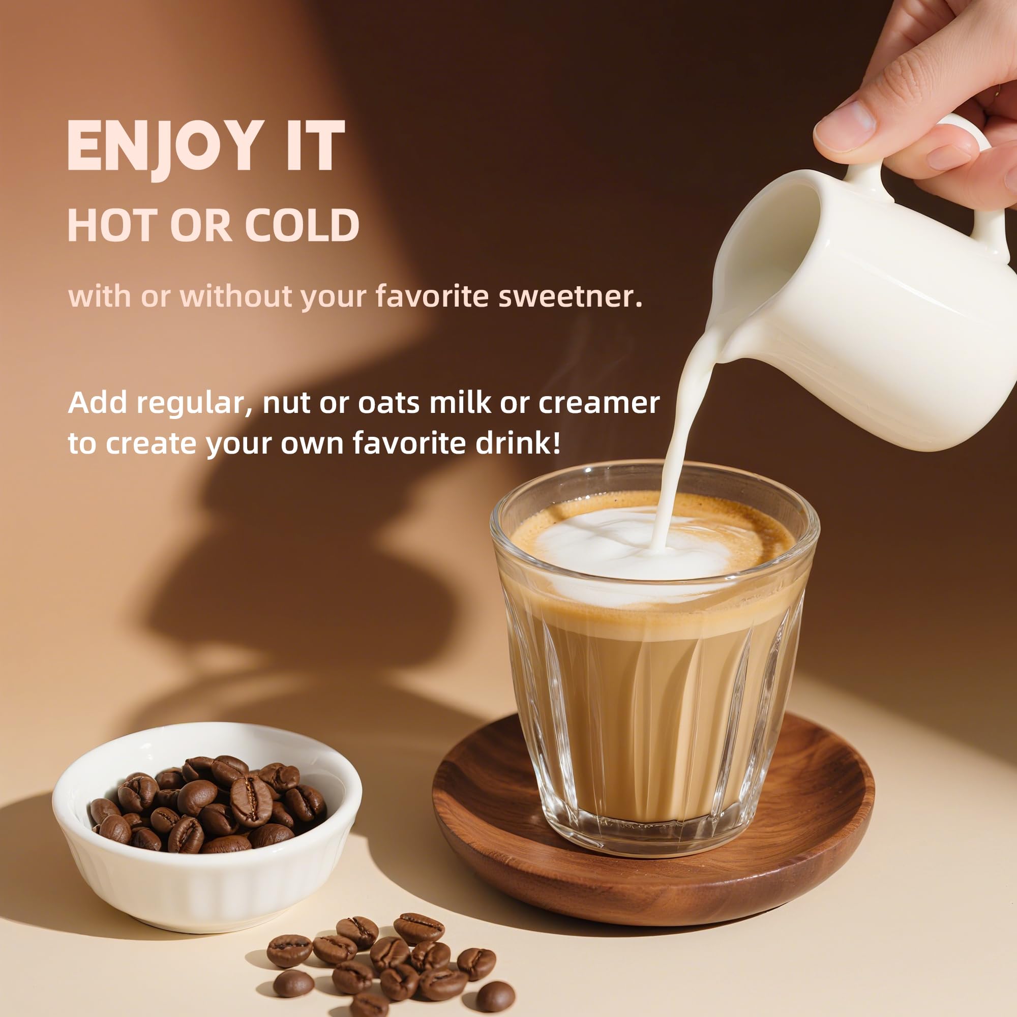 KMKCE latte frío con hielo preparado con el polvo, opción refrescante