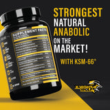 KNIGHT WOLF SUPPS ingredientes clave KSM-66 y fenogreco ilustrados para potencia