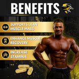 KNIGHT WOLF SUPPS deportista tomando cápsula antes del entrenamiento para mejor rendimiento