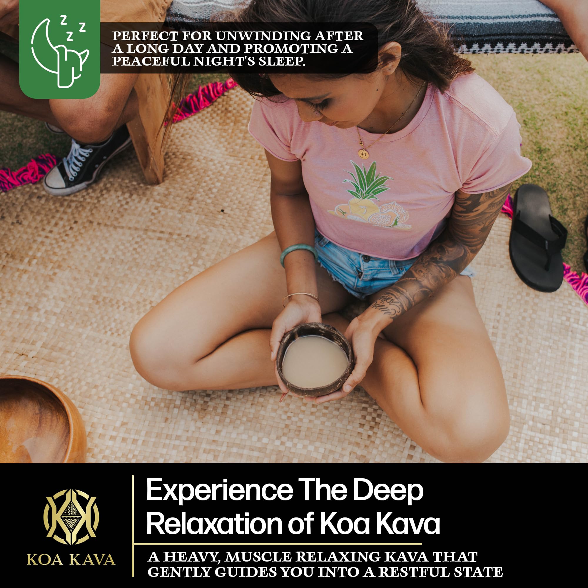 Koa Kava en entorno hogareño, ilustrando uso social y relajación