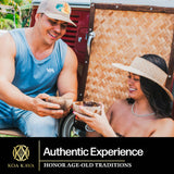 Koa Kava etiqueta con información de cultivo y sin aditivos