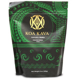 Koa Kava frente del empaque mostrando 8 oz y beneficios de origen