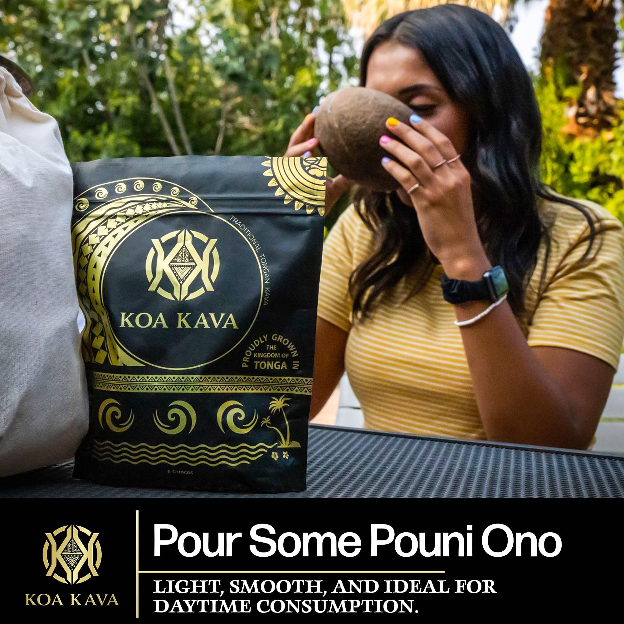 Koa Kava textura del polvo en primer plano, fácil de colar y mezclar