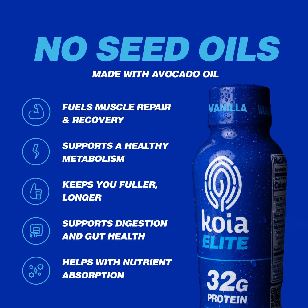 Koia etiqueta nutricional con claridad de proteína y fibra