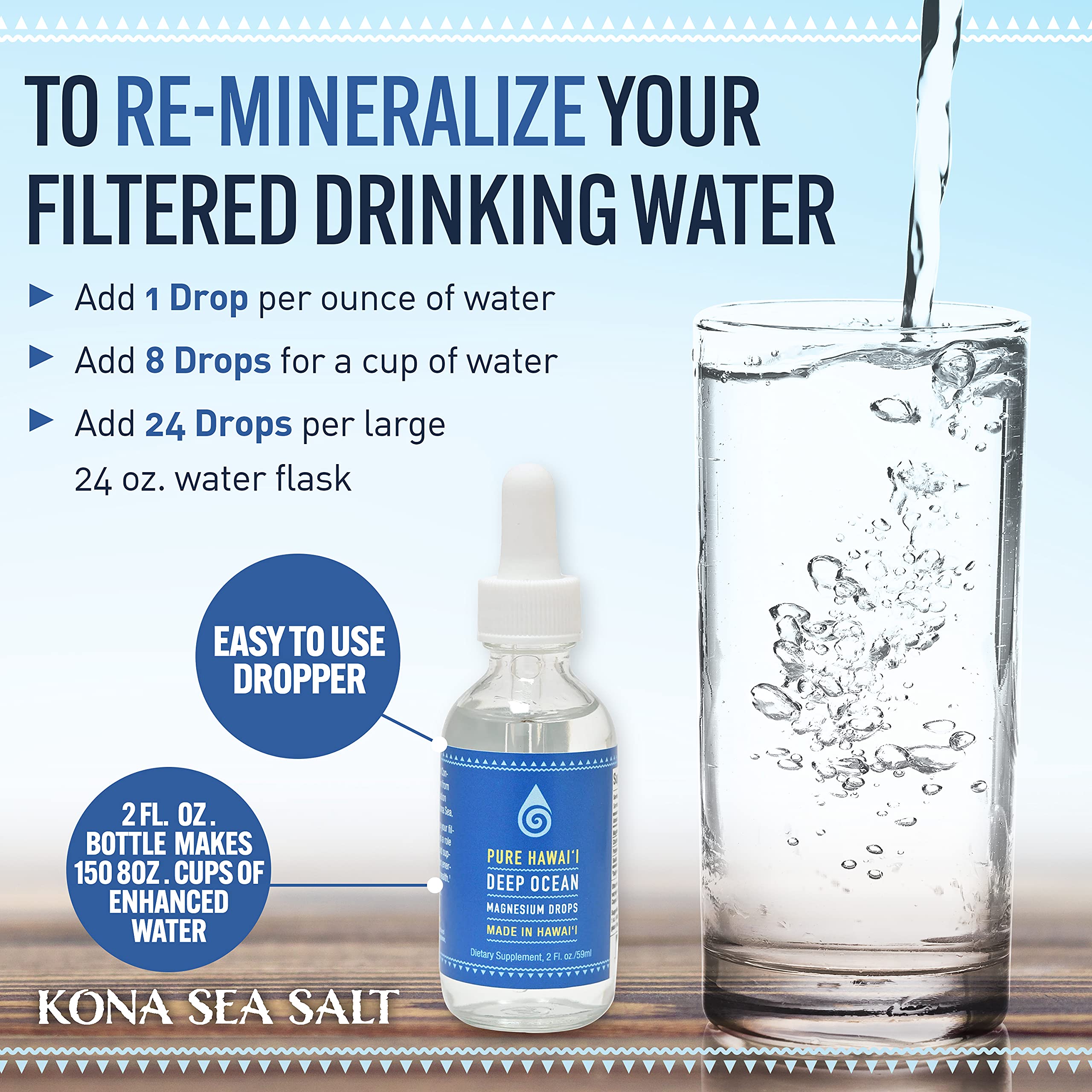 Kona Sea Salt etiqueta con lista de ingredientes y origen en Hawaii