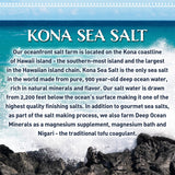 Kona Sea Salt mapa de origen en Kona Hawaii destacando extracción profunda