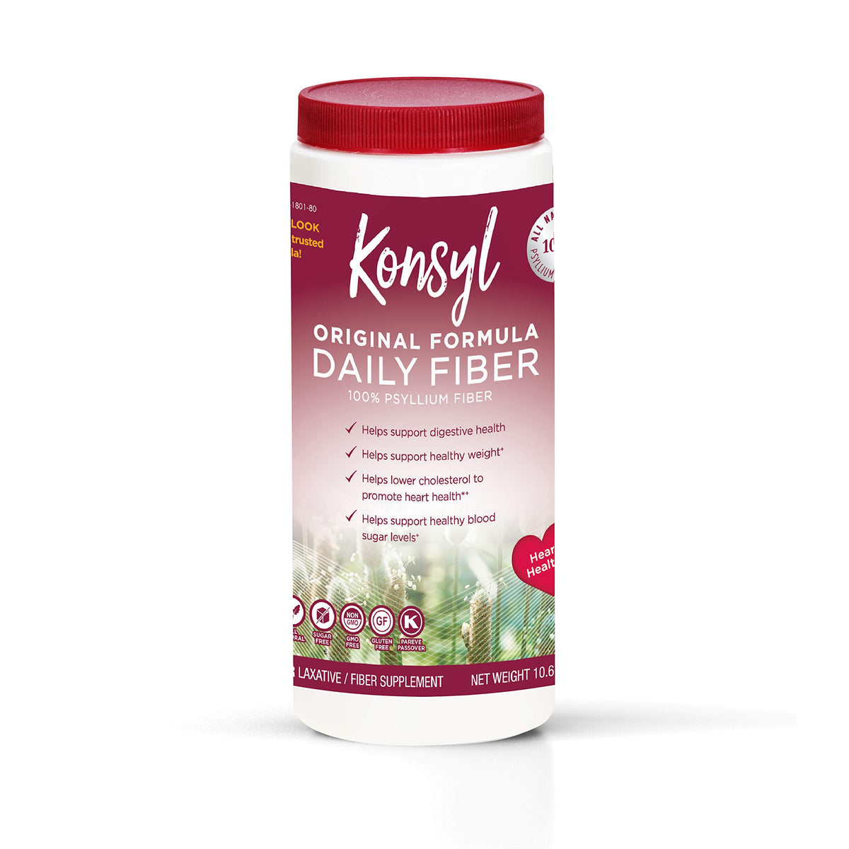 Konsyl envase frontal mostrando etiqueta y beneficio de fibra pura