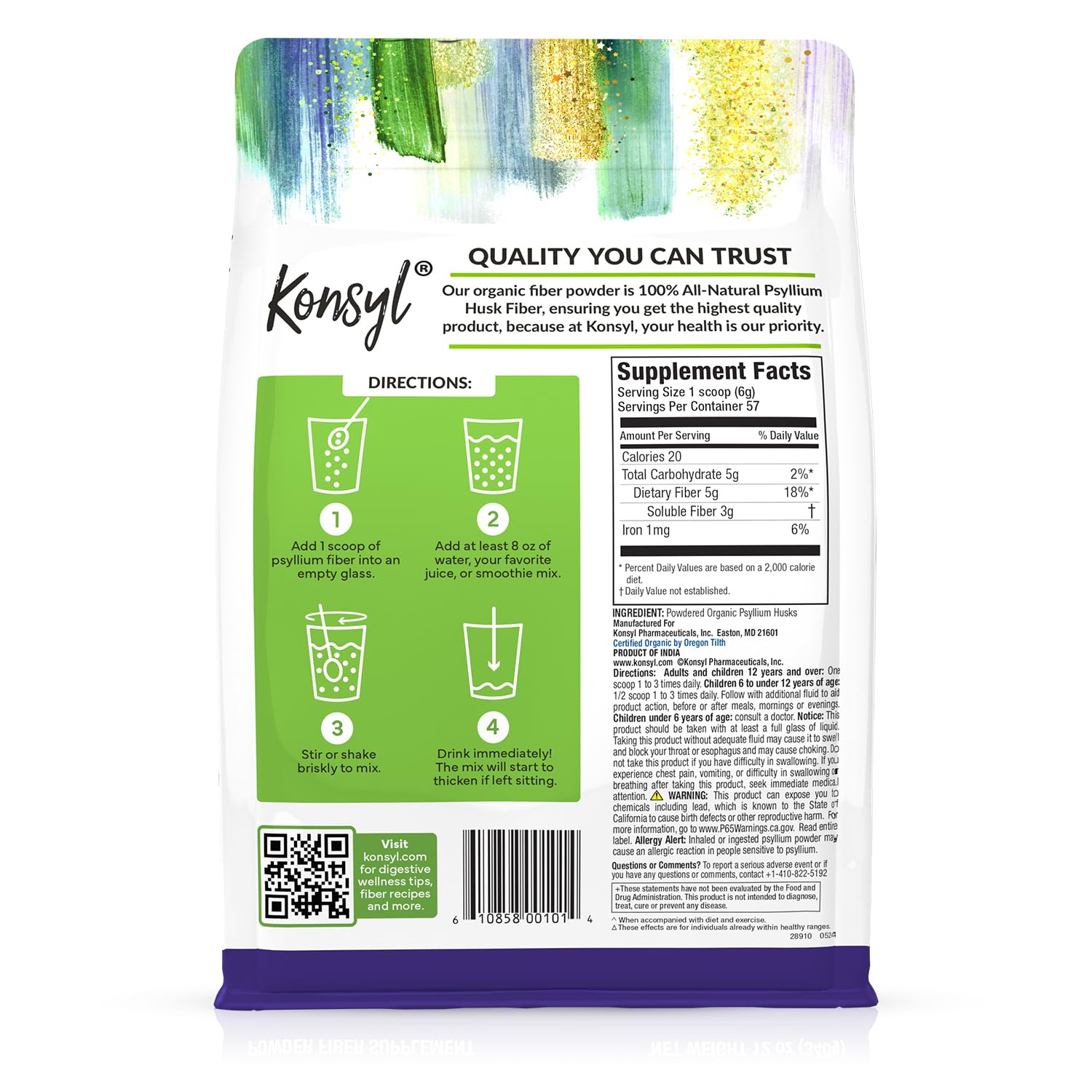 Konsyl bolsa resellable abierta mostrando conservación y frescura