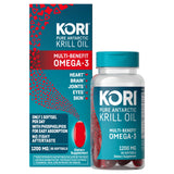 Kori Krill botella junto a objetos cotidianos para mostrar tamaño real