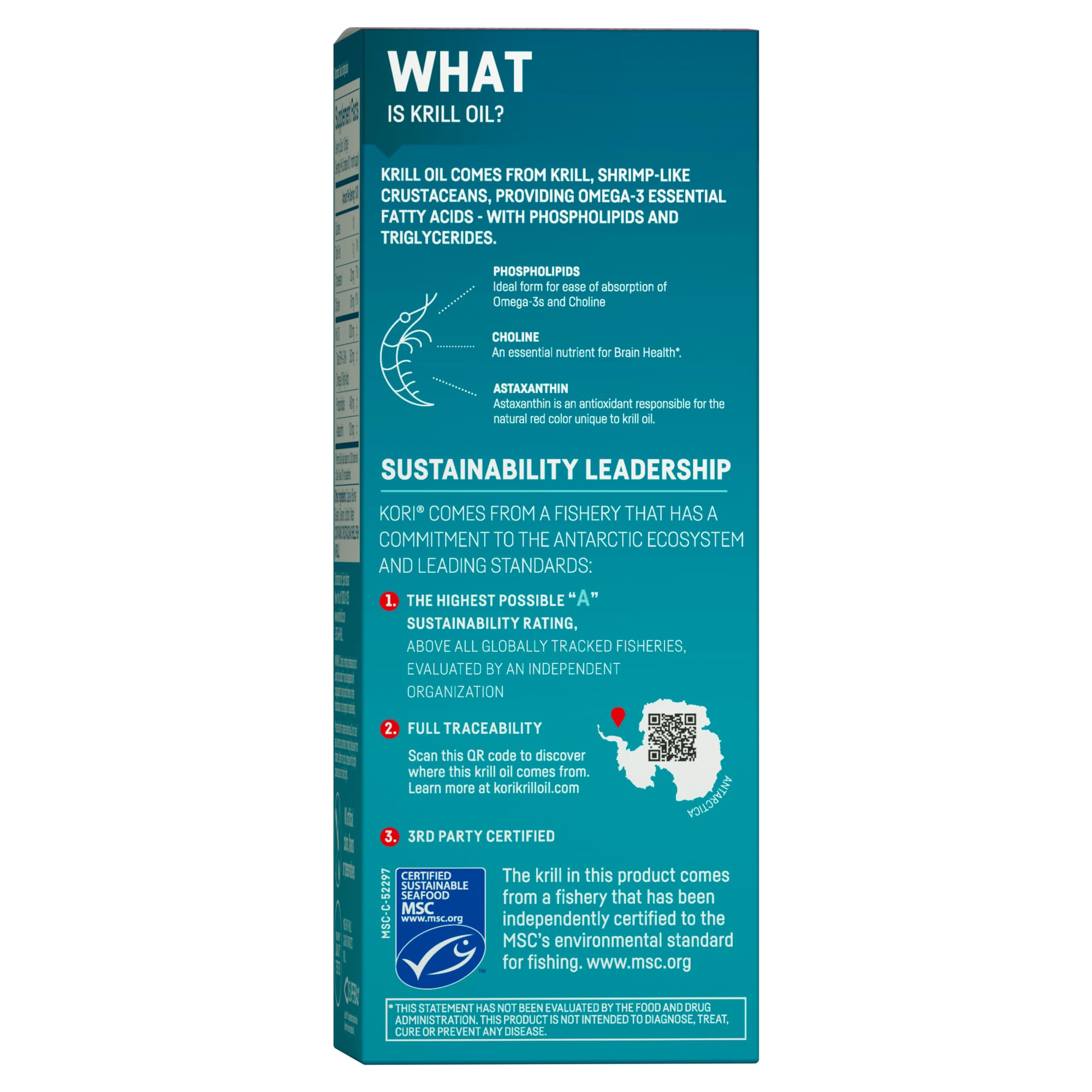 Kori Krill etiqueta con ingredientes clave y transparencia informativa