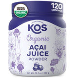 KOS polvo de acai frente del envase mostrando beneficio orgánico