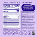 KOS polvo acai textura en primer plano para mezclar fácilmente