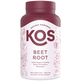 KOS envase frontal de Beetroot orgánico mostrando certificación USDA Organic y confianza