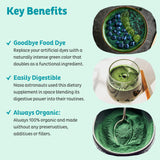 KOS espirulina en smoothie servido en vaso aporte nutritivo visual