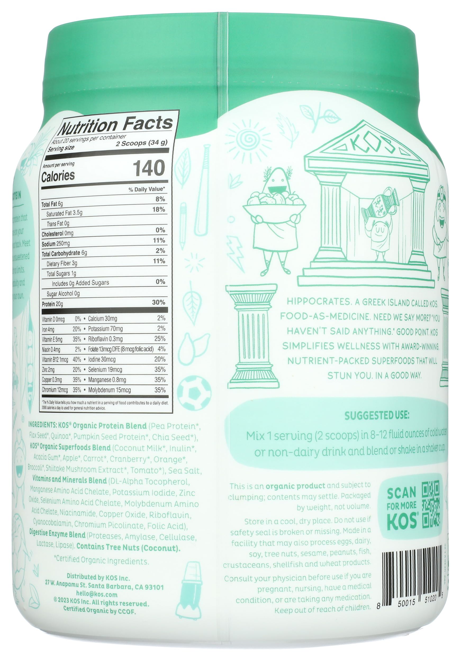 KOS ingredientes orgánicos en mesa, evidencia de calidad natural