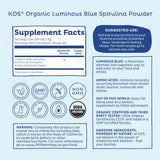 KOS spirulina azul comparación de tamaño de porción para dosificación clara