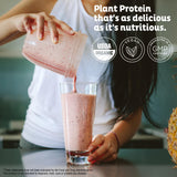 KOS polvo de proteína primer plano con textura cremosa para mezclas suaves