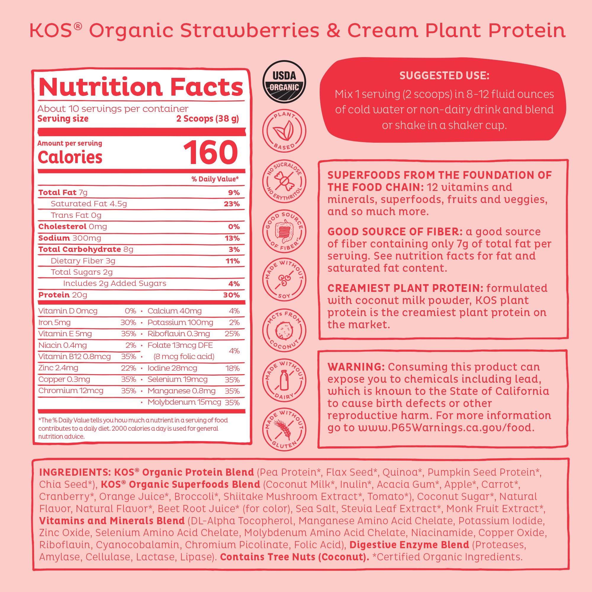 KOS primer plano textura del polvo sabor fresas y crema para mezclas cremosas