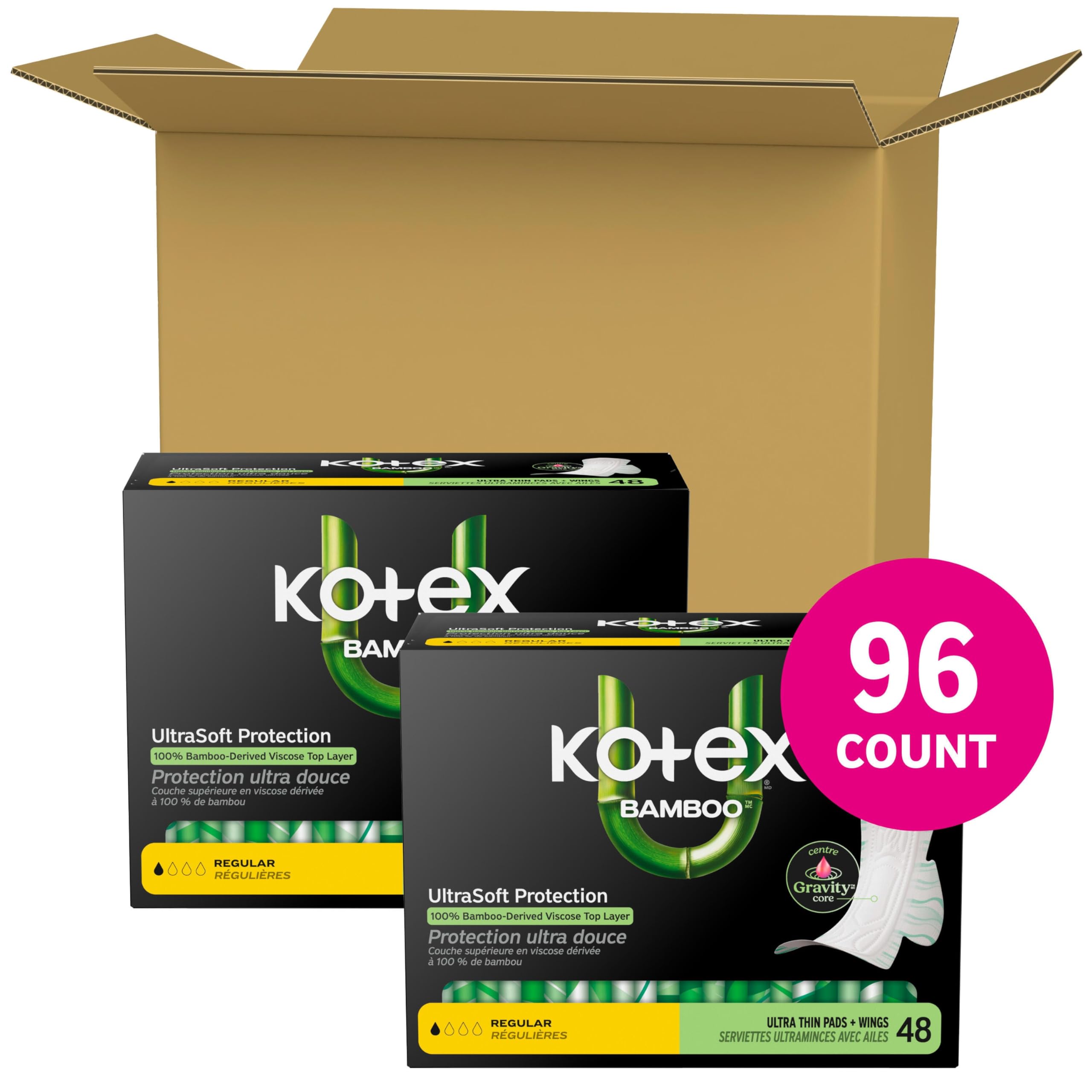 Kotex bambú toalla individual envuelta para higiene y transporte fácil