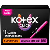 Kotex click frontal del paquete mostrando cantidad y beneficio portable