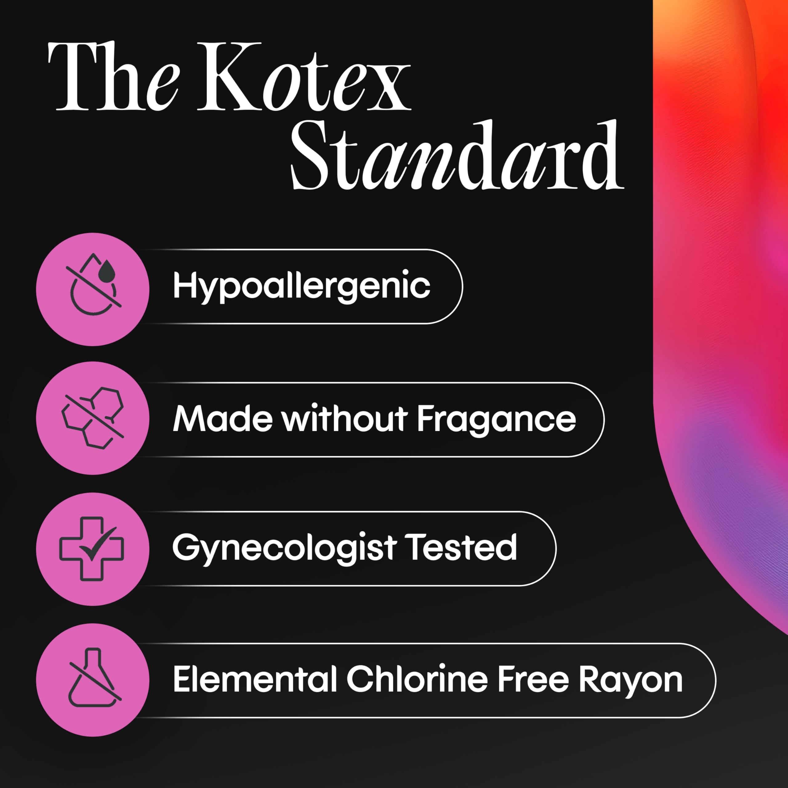 Kotex click varios tampones mostrando abundante suministro y conveniencia