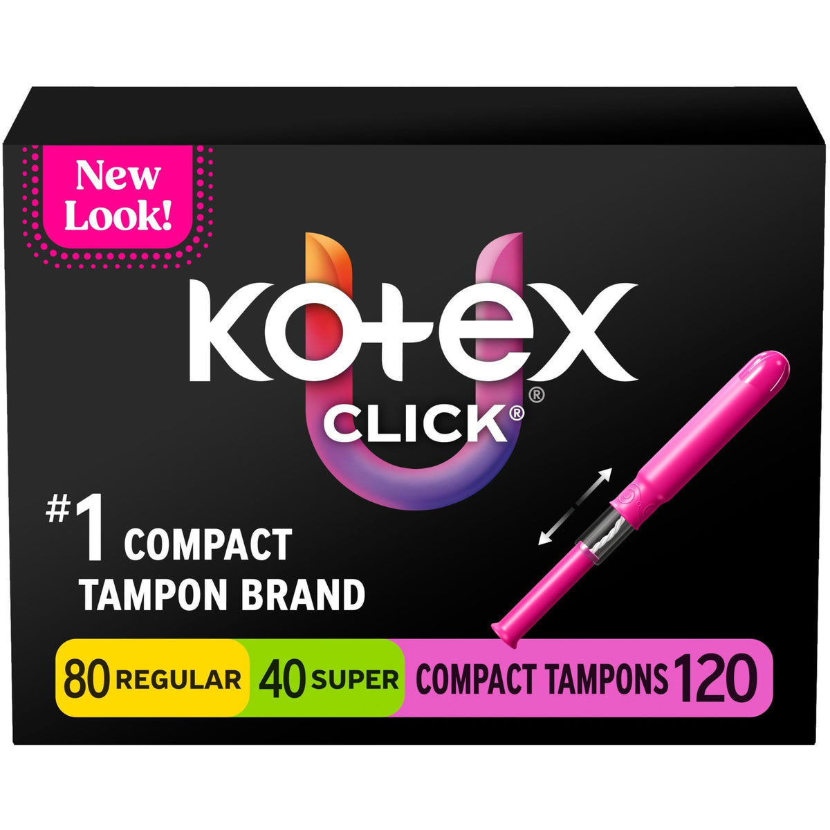Kotex Click frente del empaque mostrando el multipack y la ventaja de stock