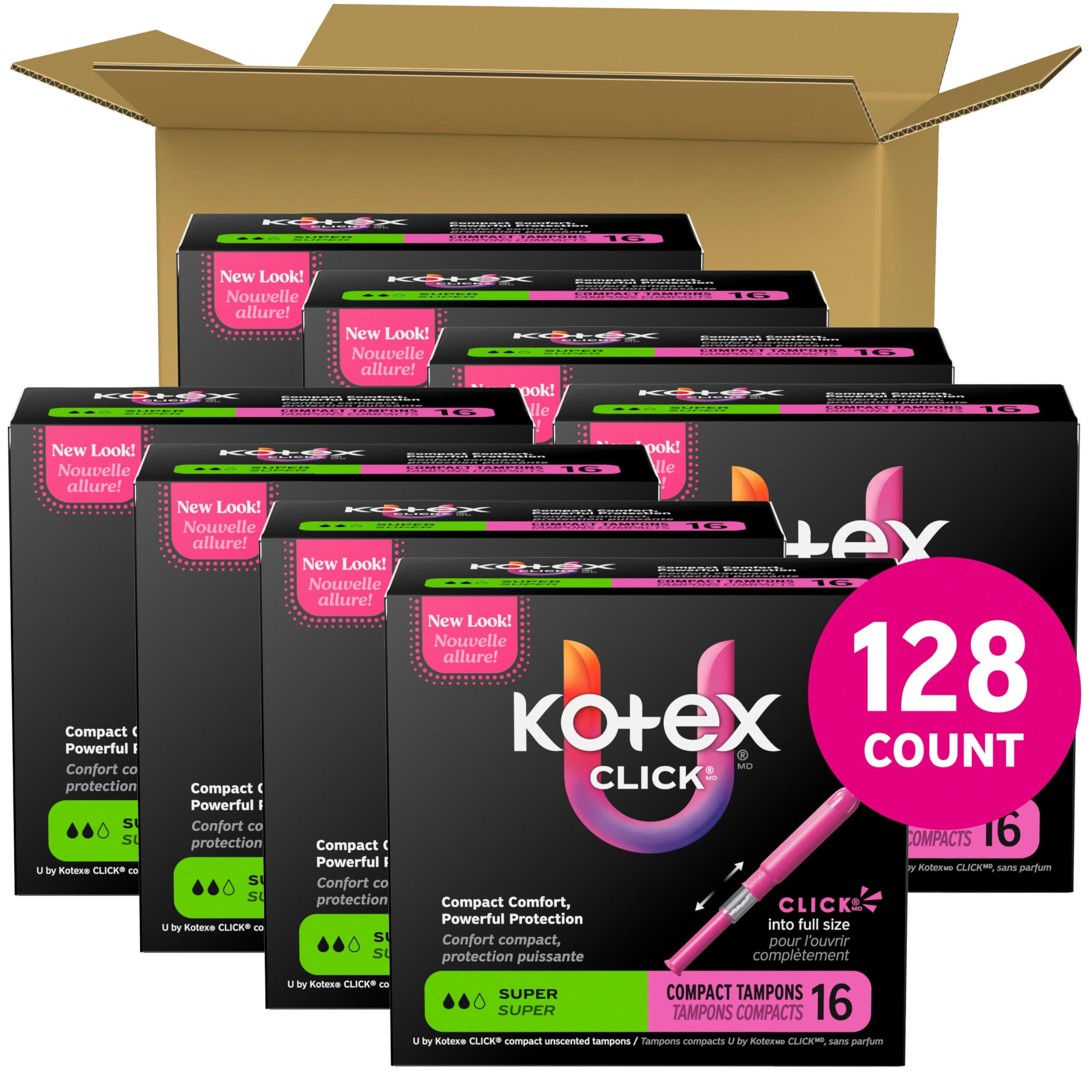 Kotex Click punta suave del tampón para inserción cómoda y segura