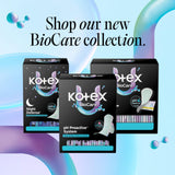 Kotex toalla junto a mano para comparar tamaño y discreción