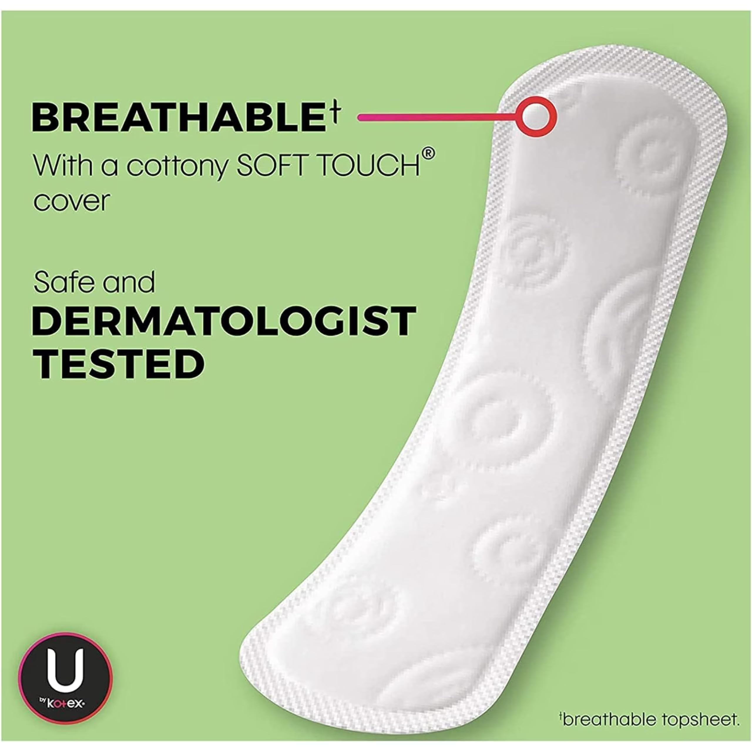 Kotex protector junto a regla comparación de tamaño y cobertura extendida