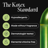 Kotex dos paquetes de 44 unidades cada uno, ahorro y conveniencia