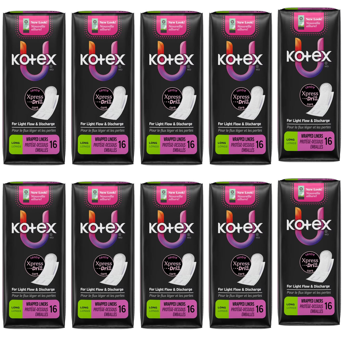 Kotex empaque frontal mostrando pack de 16 unidades y ventaja de protección