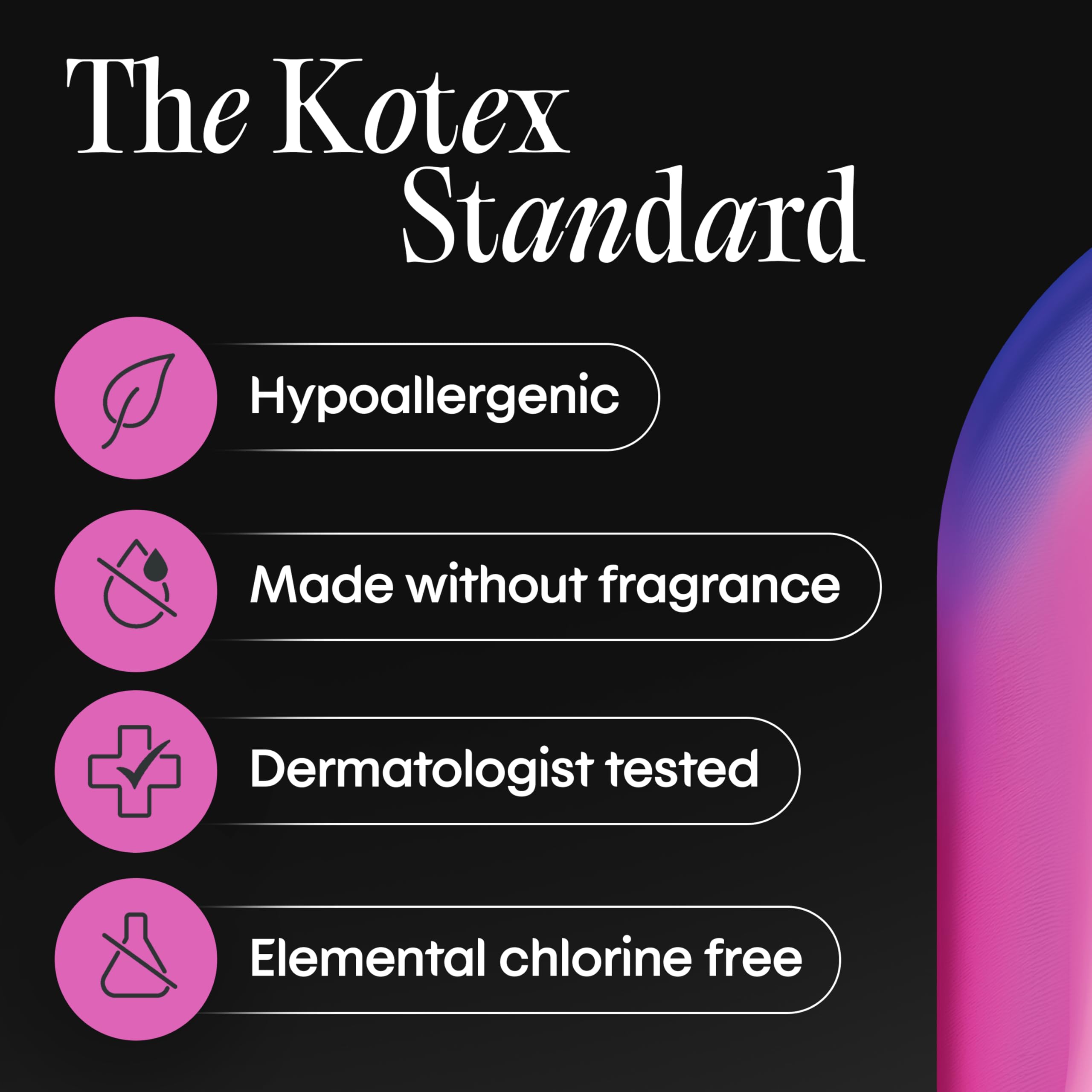 Kotex toalla en uso nocturno sobre cama demostrando protección continua