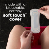 Kotex protector colocado en ropa interior, protección cómoda todo el día