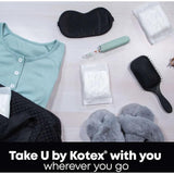 Escena de dormitorio con Kotex que transmite tranquilidad y sueño sin interrupciones