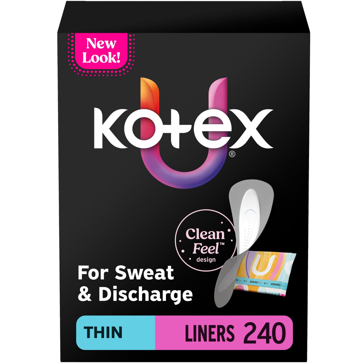 Kotex empaque frontal mostrando 240 protectores para protección ligera