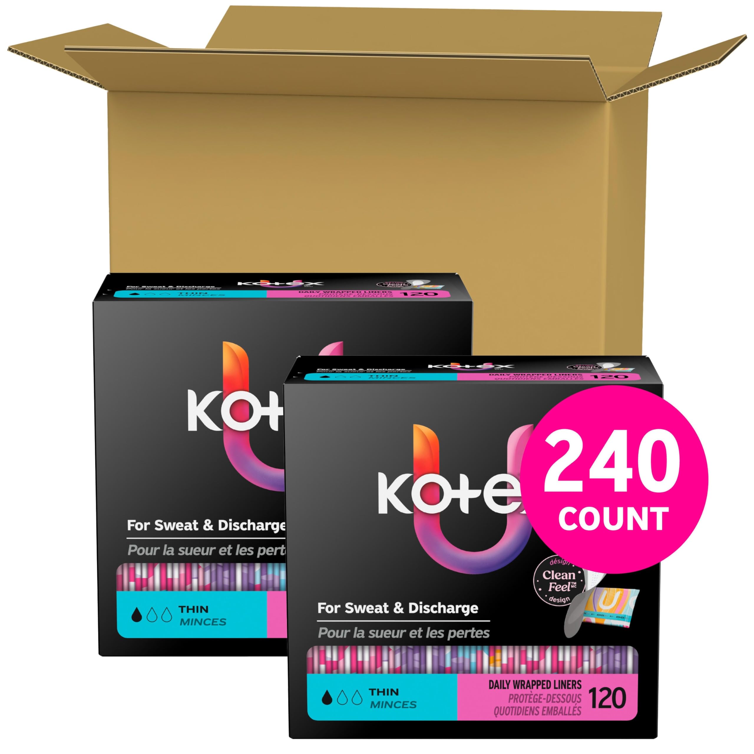 Kotex protector extendido mostrando perfil fino y comodidad