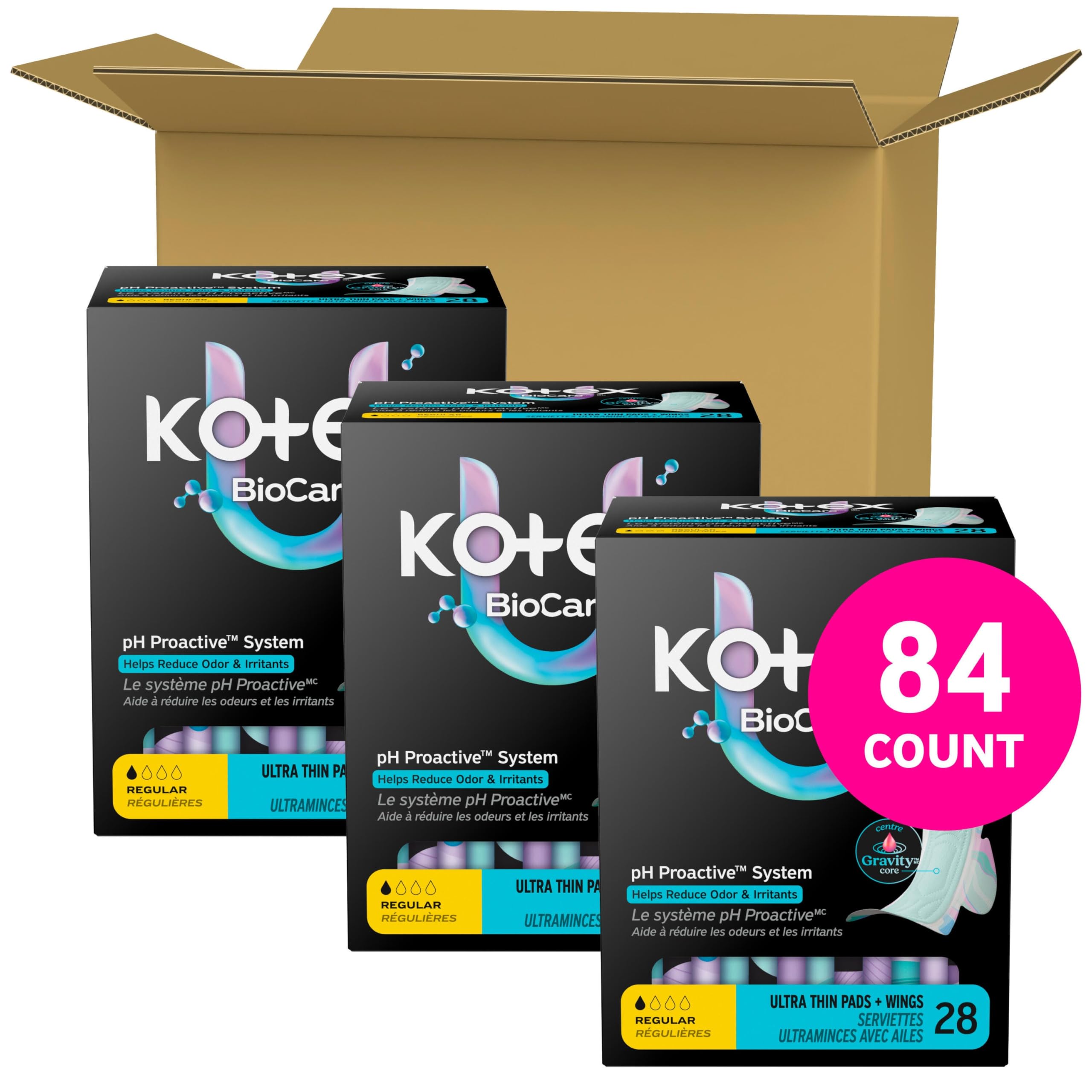 Kotex toalla plegada cerca con envoltorio para portar fácilmente
