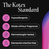 Kotex toalla al lado de una regla para comparar tamaño y delgadez