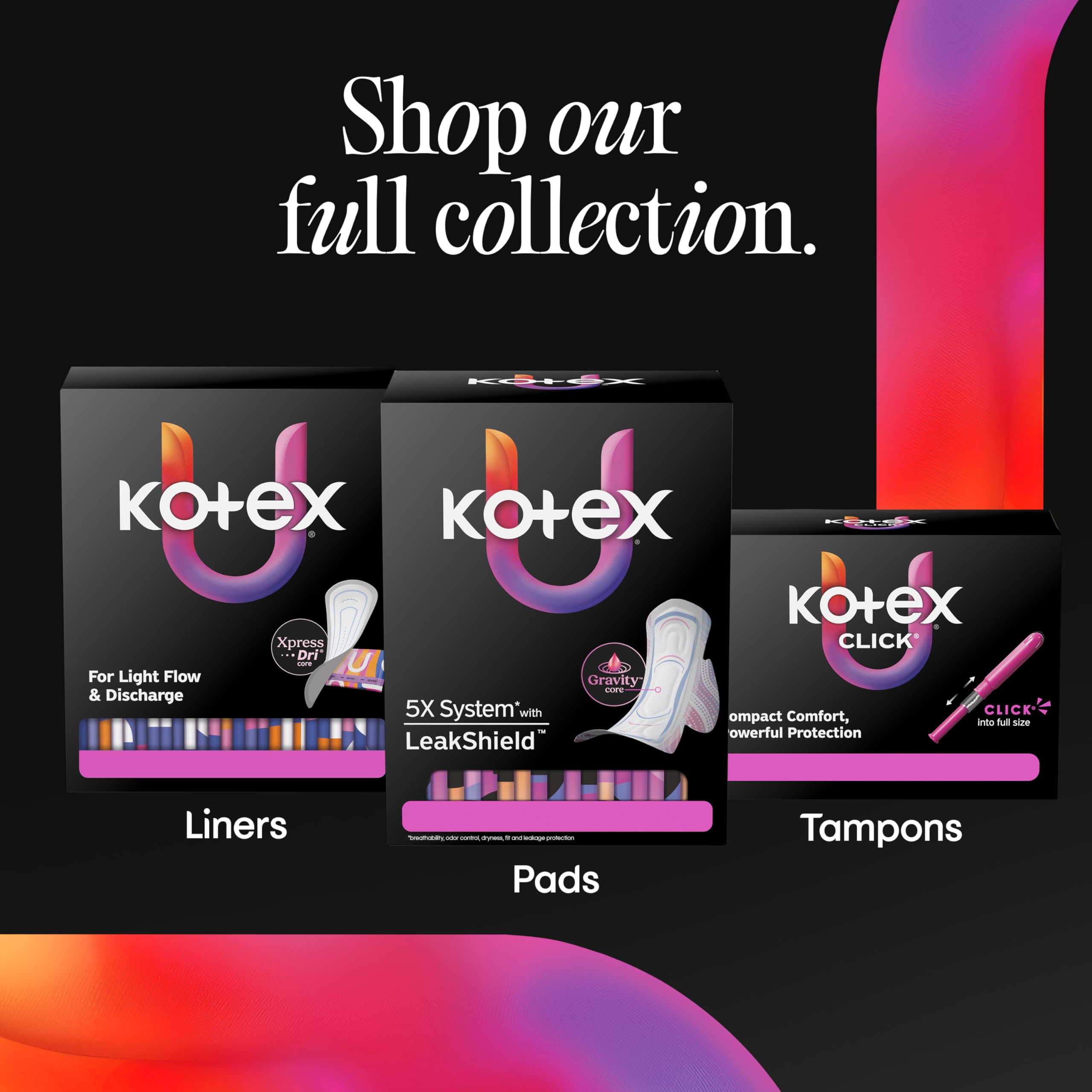 Kotex paquete pequeño dentro de un bolso mostrando portabilidad
