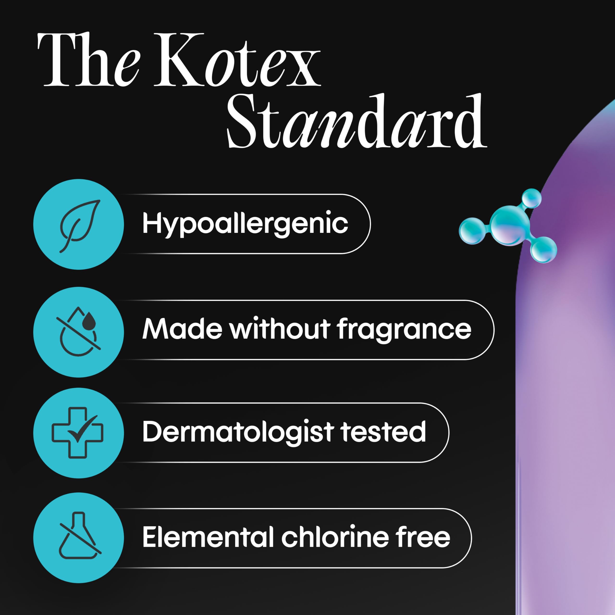 Kotex toalla colocada en ropa interior demostrando ajuste seguro