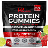 KR Labs envase frontal mostrando 120 gomitas y beneficios prácticos