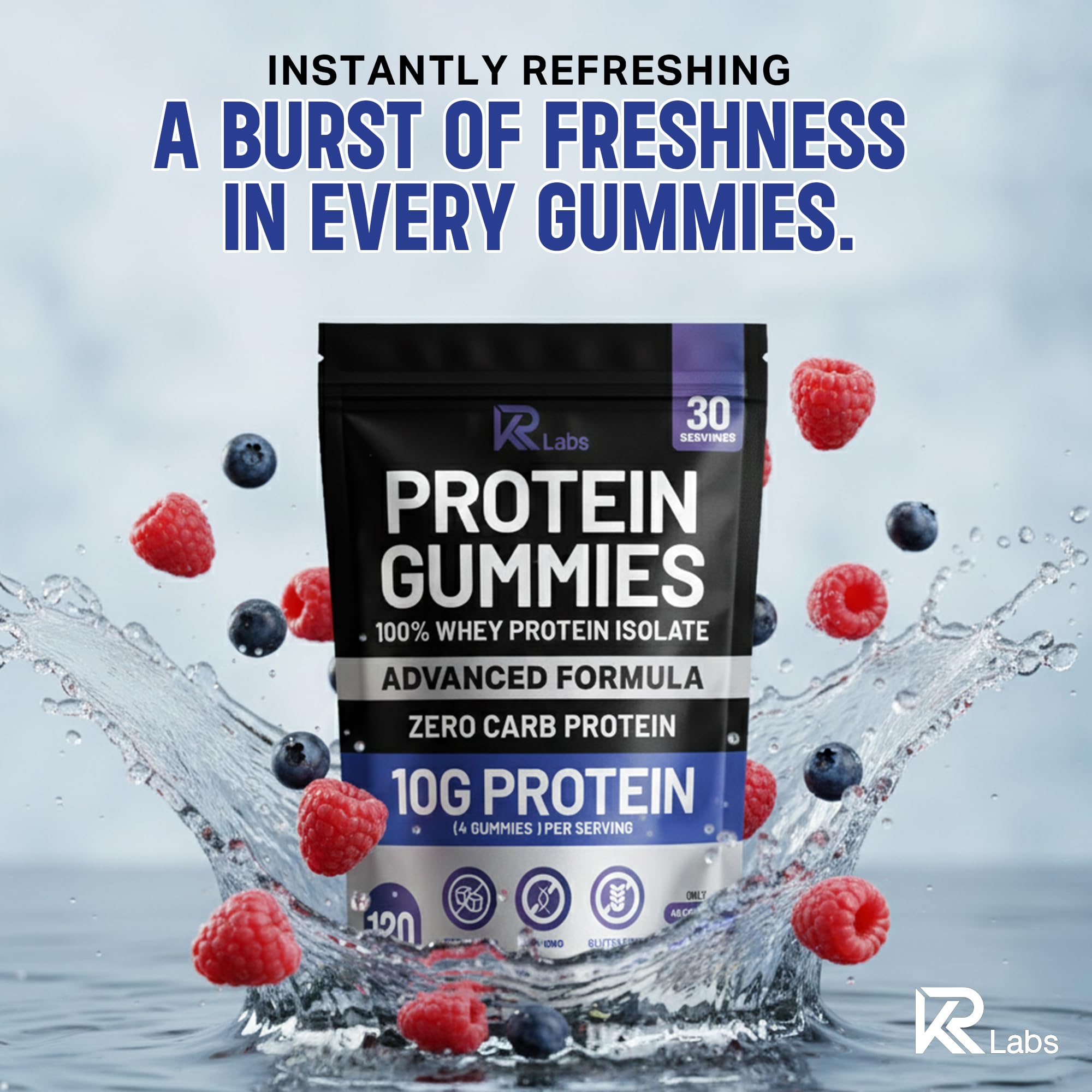 KR Labs estilo de vida en oficina mostrando snack proteico práctico