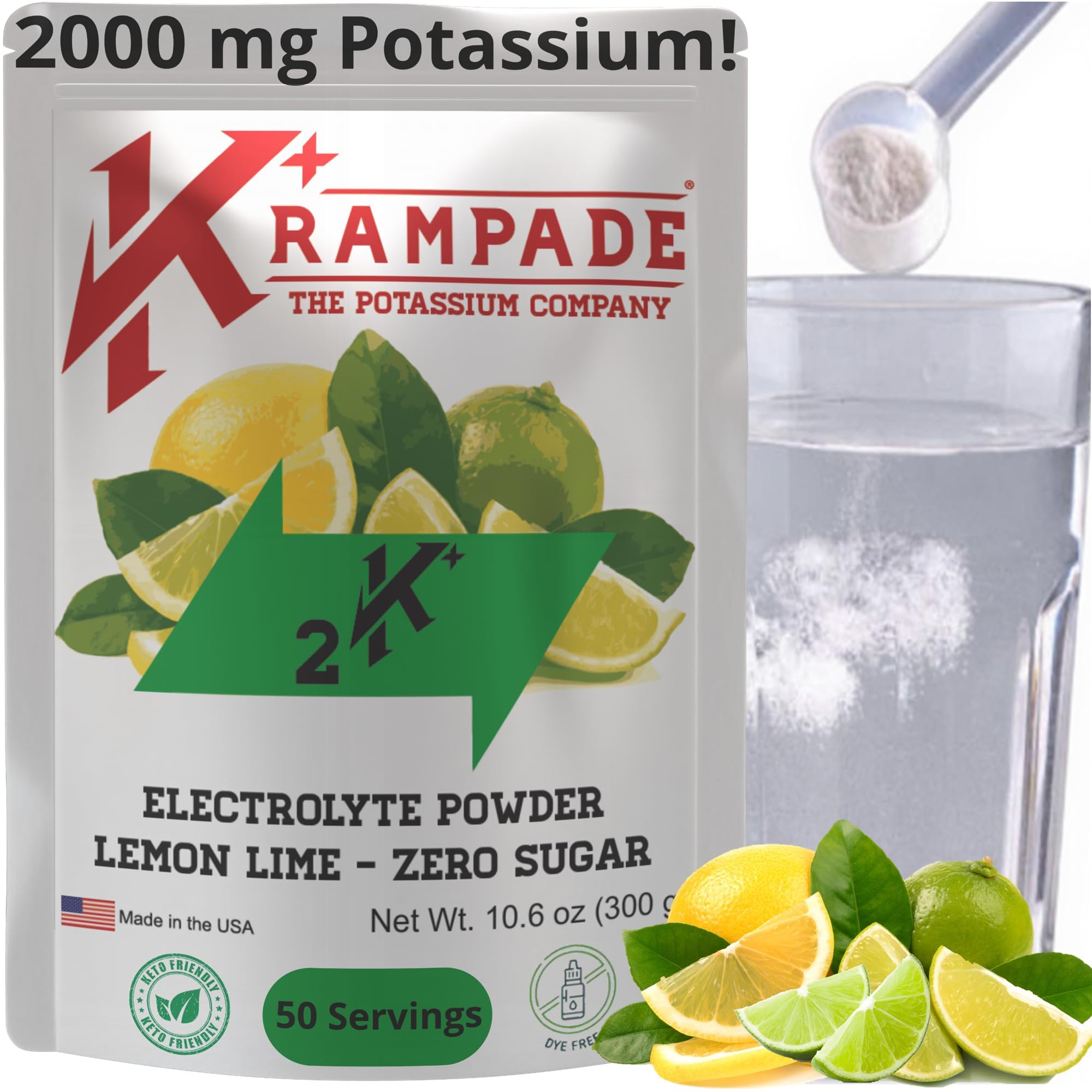 Krampade comparación con agua de coco destacando mayor potasio