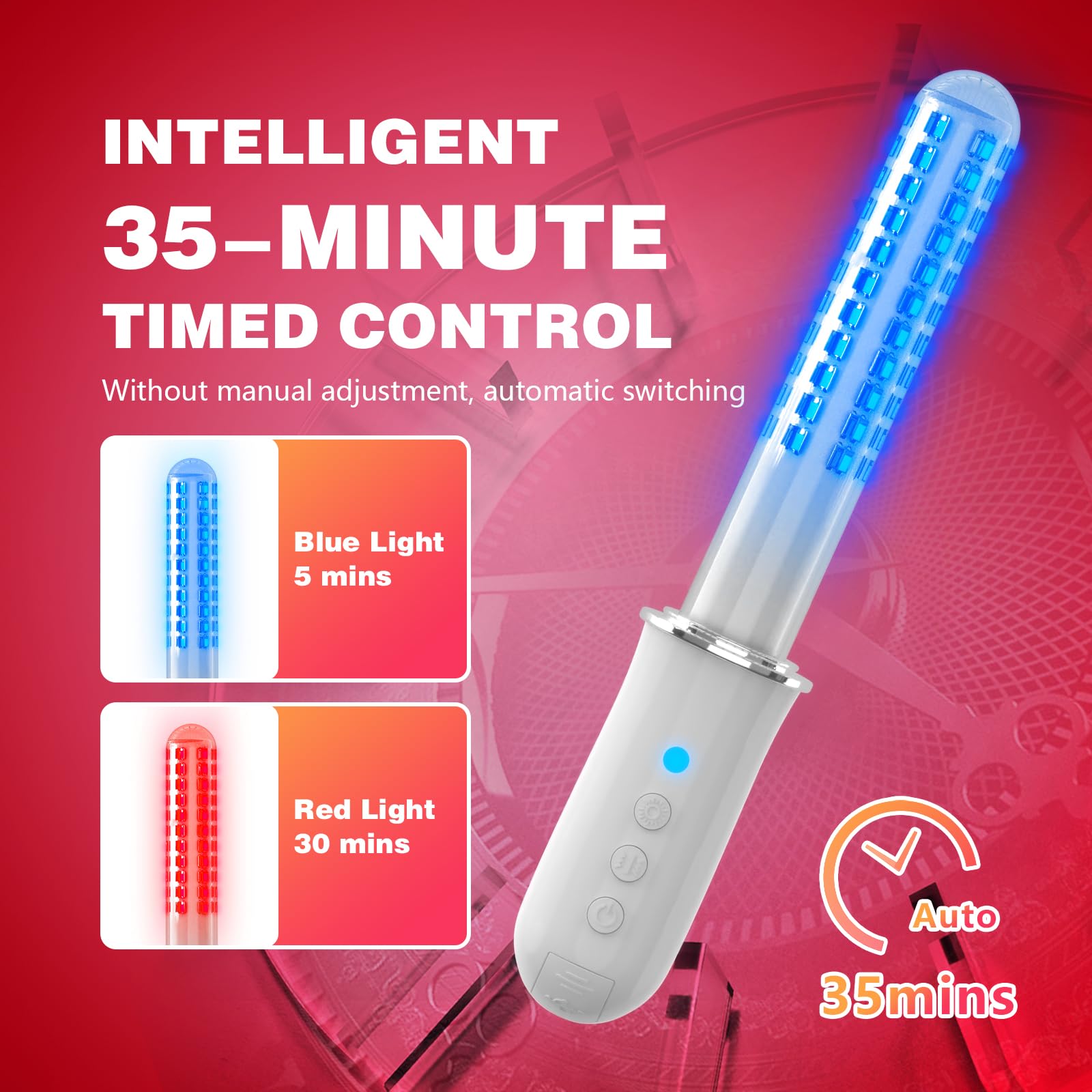 KTS varita LED detalle de los 136 LEDs para cobertura equilibrada