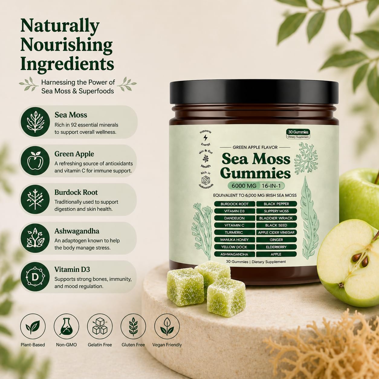 KUHSE etiqueta nutricional y lista de ingredientes orgánicos visibles y claros